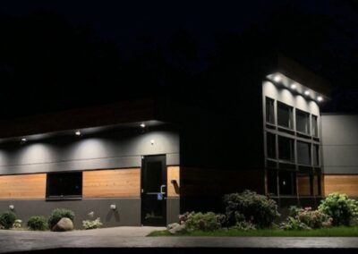 Oakwood Veterinary Hospital at night